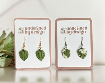 Monstera Deliciosa Earrings | Monstera Albo Dangles | Plant Earrings