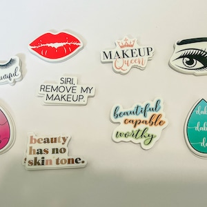 2&quot; Makeup Sticker, Stickers for Makeup Lovers, Stickers for Girls, Beauty Stickers, Beauty Blender Sticker, Red Lipstick Sticker
