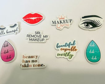 2" Makeup Sticker, Stickers for Makeup Lovers, Stickers for Girls, Beauty Stickers, Beauty Blender Sticker, Red Lipstick Sticker