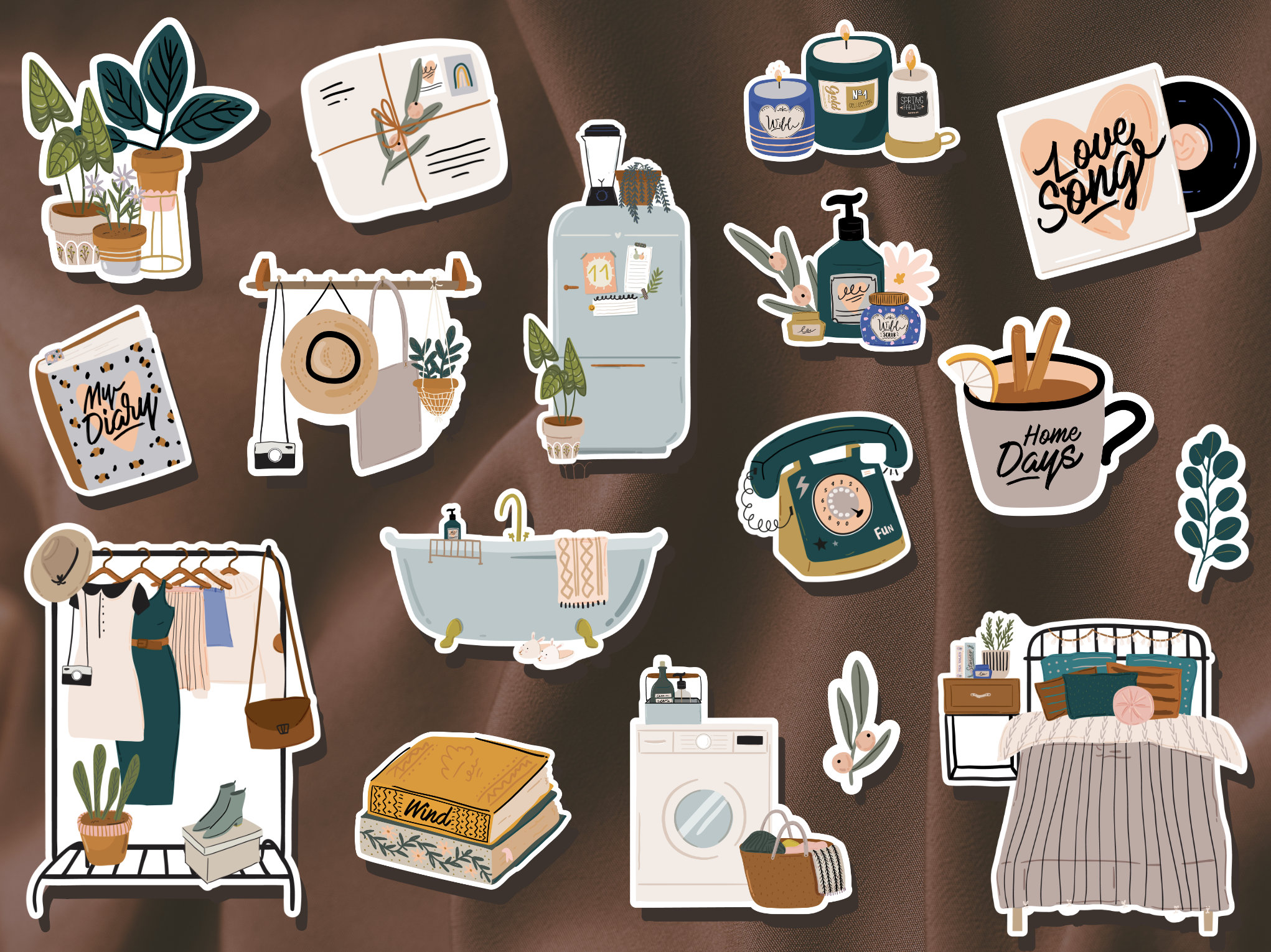 Cozy Home Sticker Set Boho Vibes Sticker Boho Home Stickers Etsy