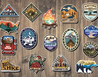 3" Outdoors Sticker Set, Nature Sticker, Hiking Sticker, Travel Sticker, Camping Sticker, Adventure Stickers, Stickers for Nature Lovers