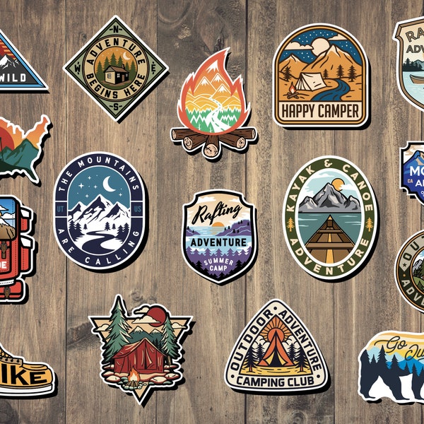 3" Outdoors Sticker Set, Nature Sticker, Hiking Sticker, Travel Sticker, Camping Sticker, Adventure Stickers, Stickers for Nature Lovers