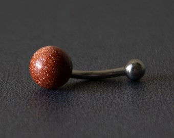 GOLDSTONE Belly Ring  - Belly Button Ring - Unique Sparkly Body Jewelry - Bling Belly Ring - 14 gauge Unique Navel Ring