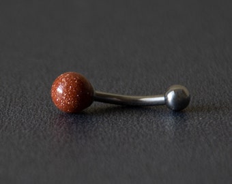 Dainty  GOLDSTONE Belly Ring  - Belly Button Ring - Unique Sparkly Body Jewelry - Bling Belly Ring - VCH - Unique Navel Ring Gifts