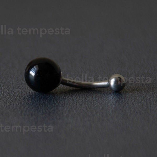 Black ONYX Belly Ring  - 14g Navel Ring - 14 gauge Belly Button Ring Piercing Gifts