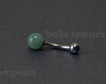 Dainty Green AVENTURINE Belly Ring  - Belly Button Ring - Unique Body Jewelry - Green Stone - VCH - Gemstone Navel Ring Gifts