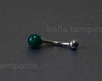 Dainty Emerald Green ONYX Belly Ring  - 14g Navel Ring - 14 gauge Belly Button Ring Piercing Gifts