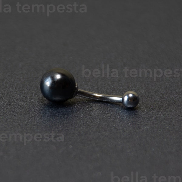 RARE Black Crystal Pearl Belly Button Ring  - Belly Ring - Unique Gift - Navel Body Piercing - Navel Ring - Swarovski® Pearl Gifts