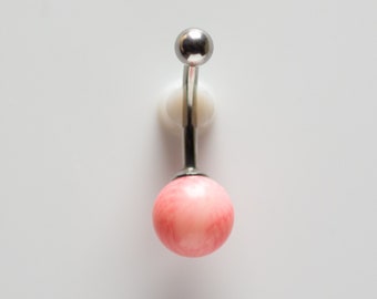 Pink BAMBOO CORAL Belly Ring  - Belly Button Ring - Unique Gift - Pink Stone - 14 gauge Navel Ring Gifts Gift