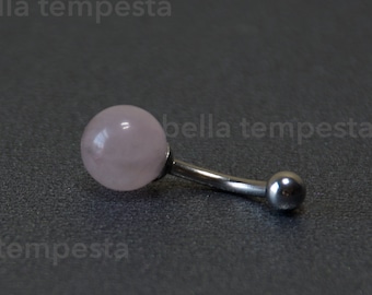 ROSE QUARTZ Crystal Belly Ring  - Belly Button Ring - Gifts Gift - January Birthstone - 14 gauge Navel Ring Heart Chakra Valentine