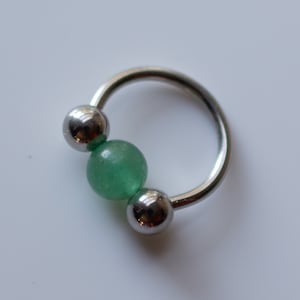 GREEN AVENTURINE Septum Ring, Tribal Septum Piercing, Septum Jewelry, Nose Ring, Nose Jewelry, Septum Horseshoe, 14g 14 gauge
