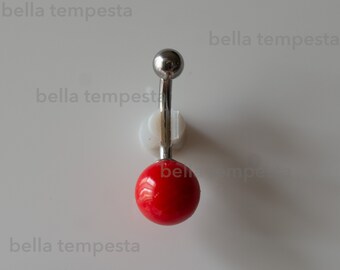 Red BAMBOO CORAL Belly Ring  - Belly Button Ring - Unique Gift - Red Stone - Summer Jewelry - Gifts Gift - Cherry Jewelry