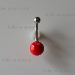 Red Bamboo Coral Belly Ring - Surgical Steel, Summer Jewelry