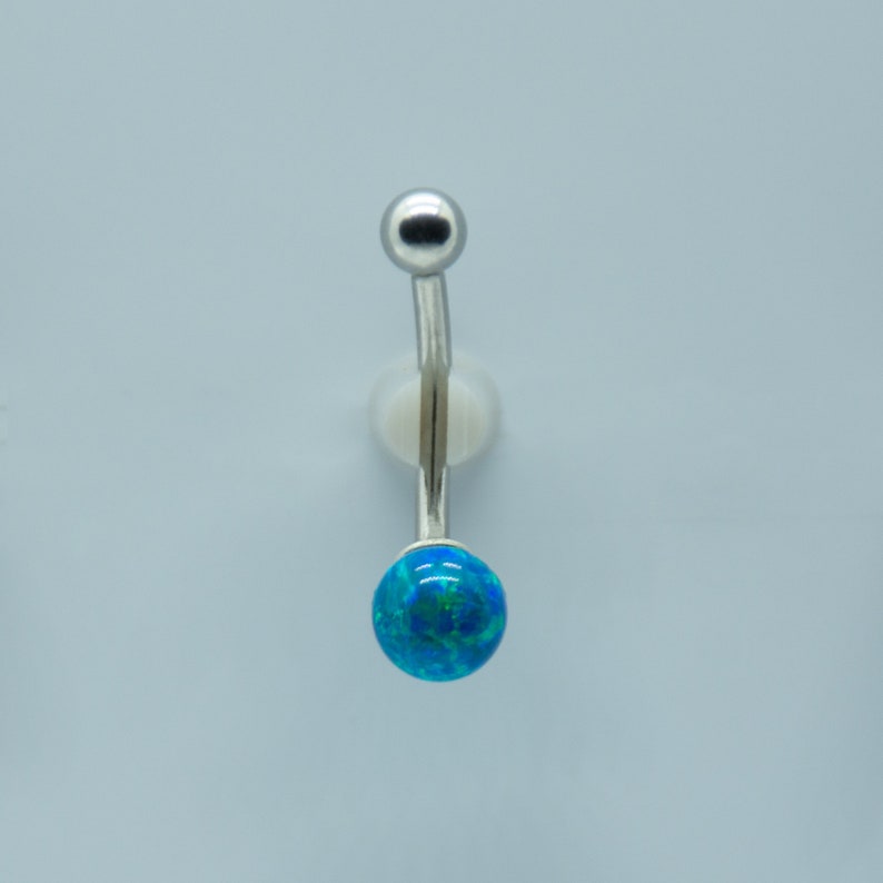 Dainty Kyocera Peacock Blue OPAL Belly Ring Unique Body Jewelry Bling Belly Ring 14 gauge Unique Navel Ring Belly Button Ring