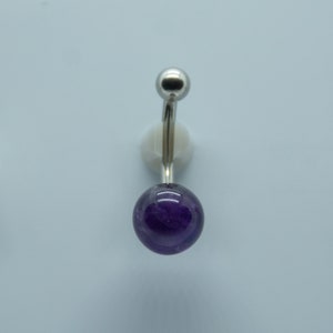 Dark AMETHYST Belly Ring  - Belly Button Ring - Unique Body Jewelry - Purple Stone - 14 gauge Gemstone Navel Ring Gifts