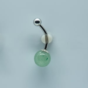 Green AVENTURINE Belly Ring  - Belly Button Ring - Gifts Gift - Green Stone - 14 gauge Gemstone Navel Ring
