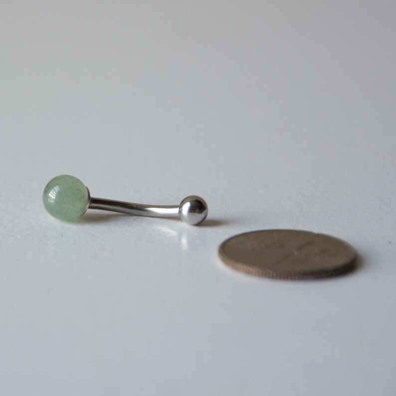 14 gauge Gemstone Navel Ring Belly Button Ring Green Stone Unique Body Jewelry Dainty Green AVENTURINE Belly Ring
