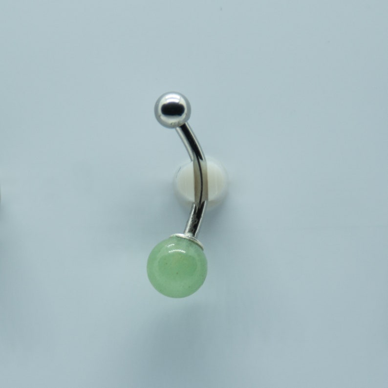 14 gauge Gemstone Navel Ring Belly Button Ring Green Stone Unique Body Jewelry Dainty Green AVENTURINE Belly Ring