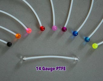 Premium PTFE Flexible Barbell for Pregnancy or Retainer, industrial barbell, Hypoallergenic Flexible, 14g unique piercing, maternity