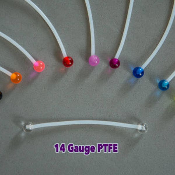 Premium PTFE Flexible Barbell for Pregnancy or Retainer, industrial barbell, Hypoallergenic Flexible, 14g unique piercing, maternity