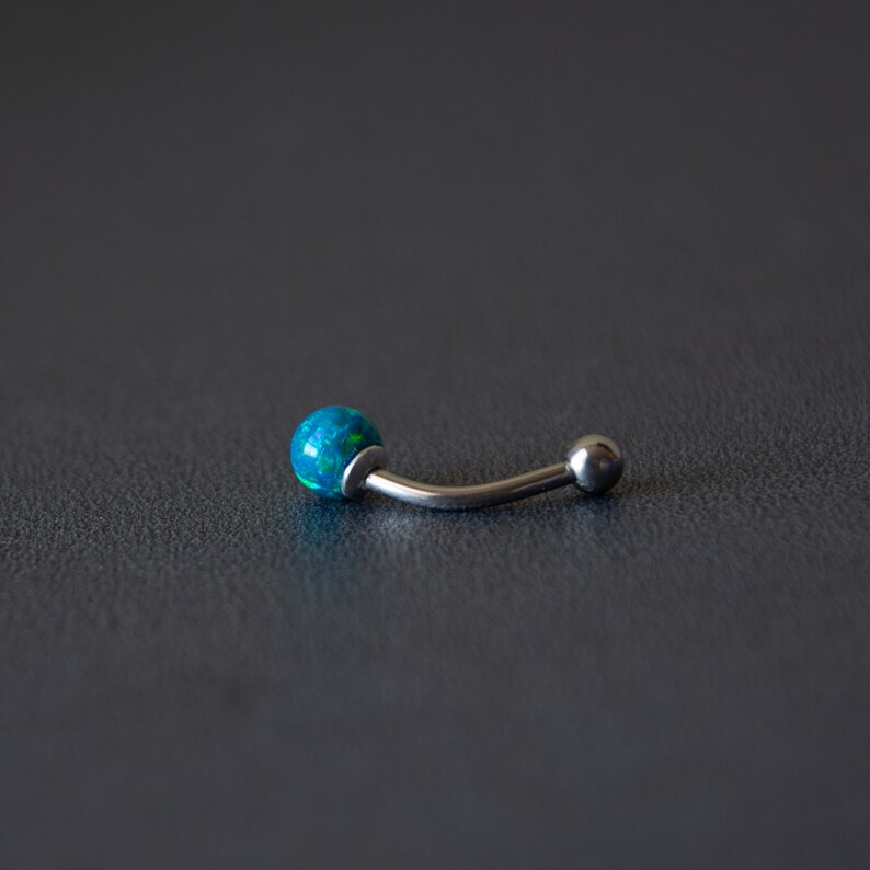 Dainty Kyocera Peacock Blue OPAL Belly Ring Unique Body Jewelry Bling Belly Ring 14 gauge Unique Navel Ring Belly Button Ring