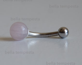 Dainty ROSE QUARTZ Crystal Belly Ring  - Belly Button Ring - Gifts Gift - January Birthstone - VCH - Navel Ring Heart Chakra Valentine