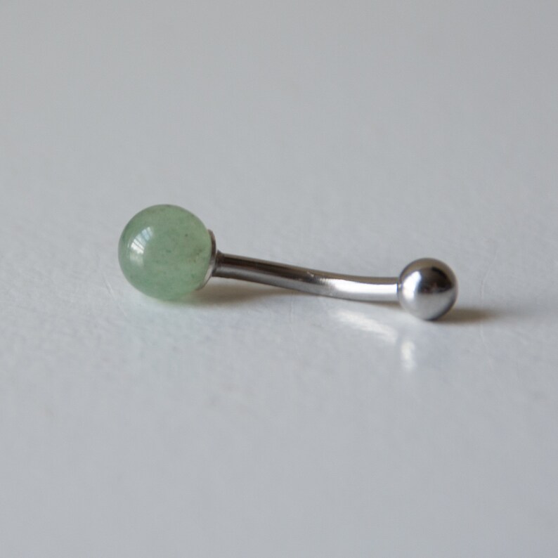 14 gauge Gemstone Navel Ring Belly Button Ring Green Stone Unique Body Jewelry Dainty Green AVENTURINE Belly Ring
