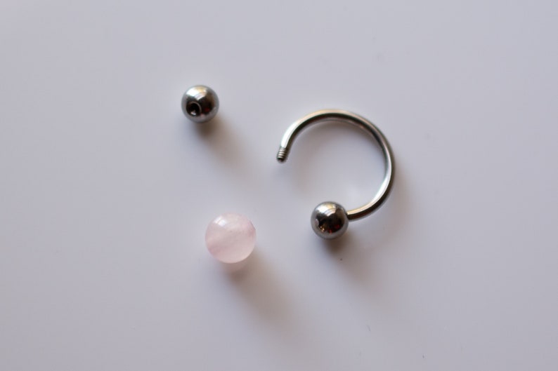 ROSE QUARTZ Septum Ring, Tribal Septum Piercing, Septum Jewelry, Nose Ring, Nose Jewelry, Septum Horseshoe, 14g 14 gauge image 2