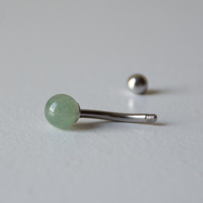 14 gauge Gemstone Navel Ring Belly Button Ring Green Stone Unique Body Jewelry Dainty Green AVENTURINE Belly Ring