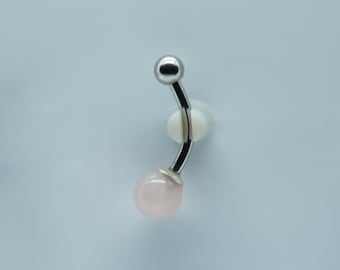 Rose Quartz Belly Ring – Surgical Steel Navel Jewelry