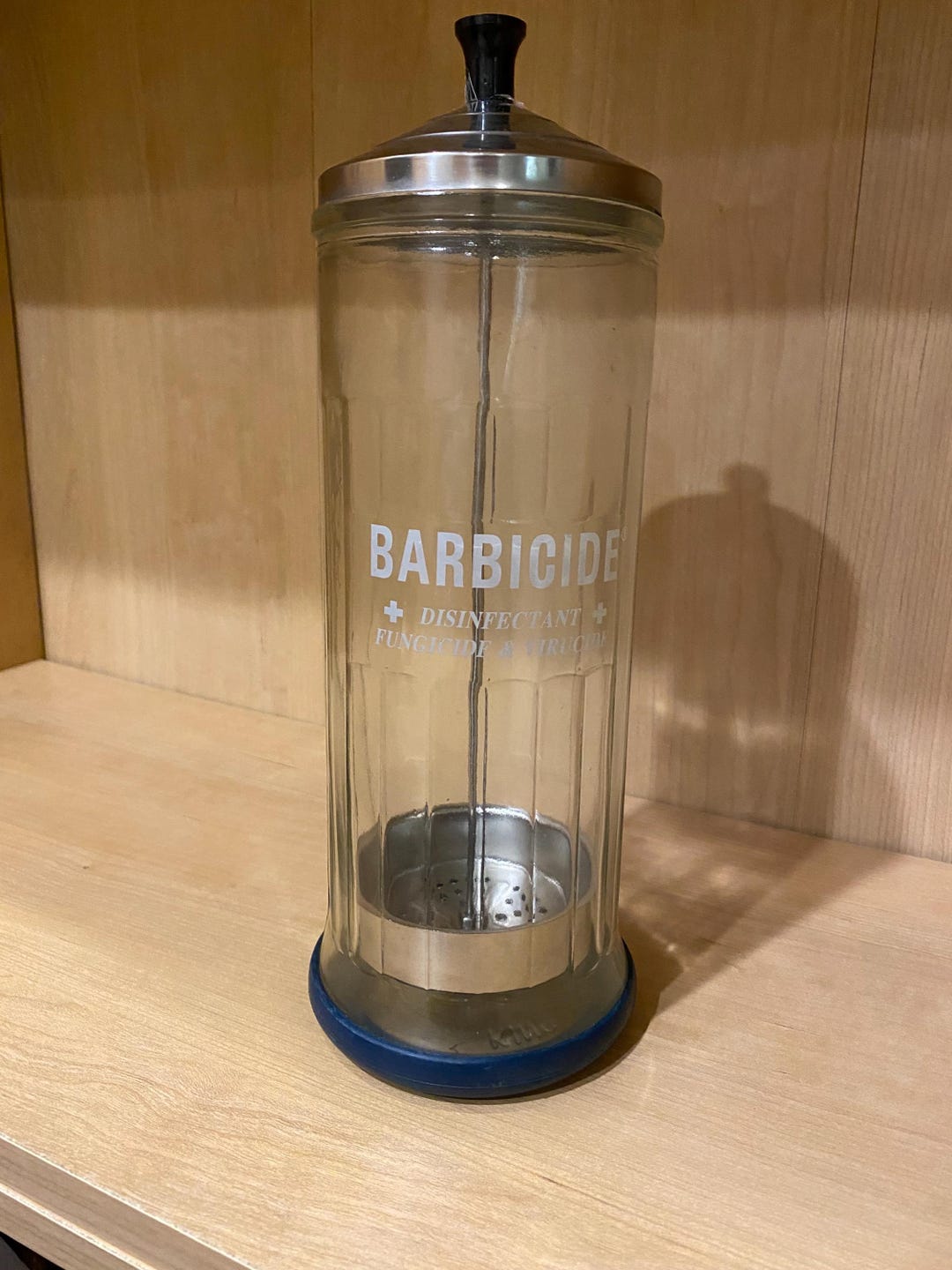 Vintage Barbicide Disinfectant Jar With Cover & Holder Barber ...