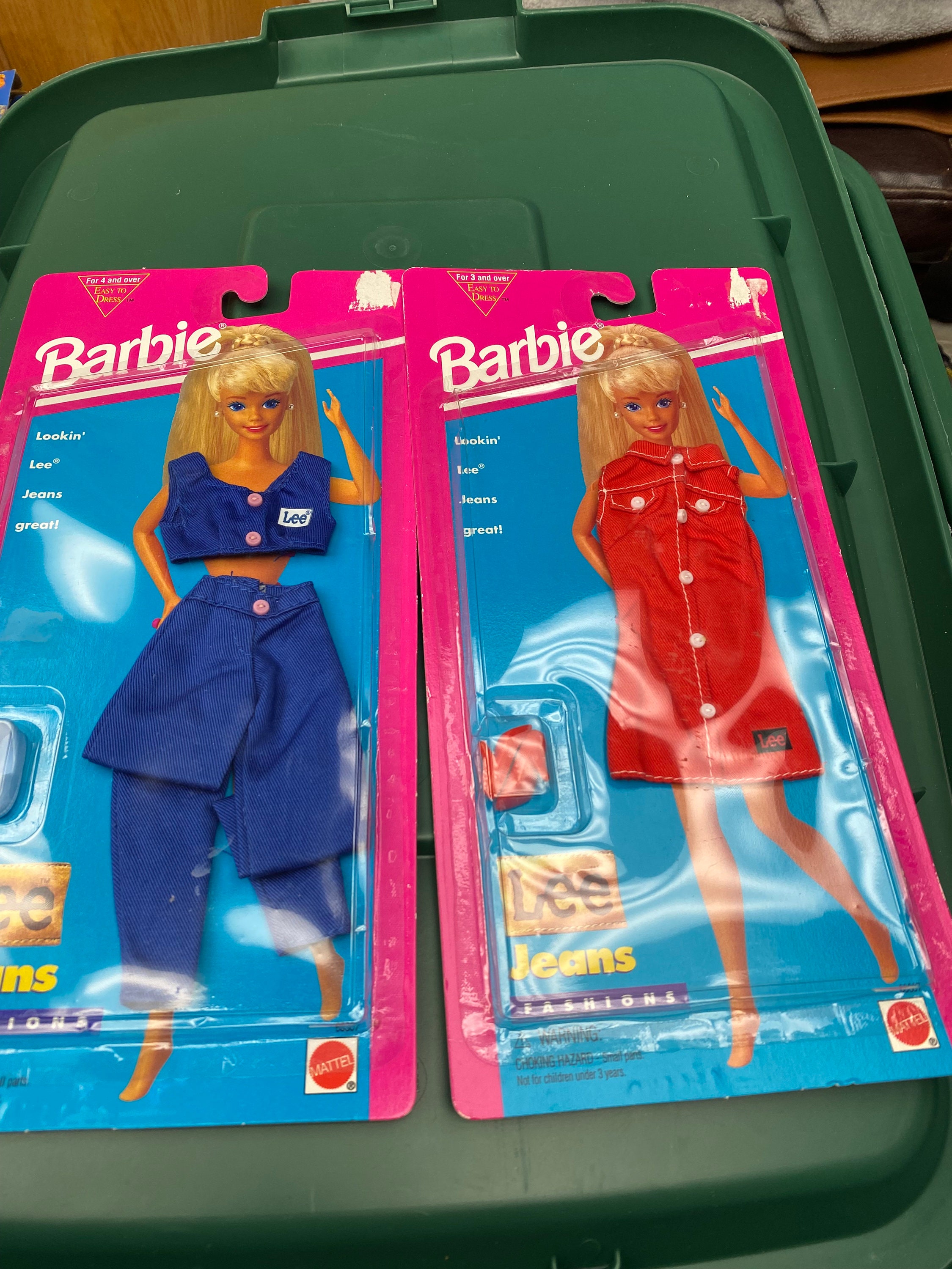 LOT OF 2 New Vintage Barbie LEE Jeans Red Denim Dress and Jeans 