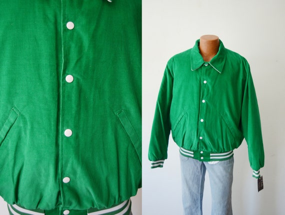 1970s Green Corduroy Letterman Jacket
