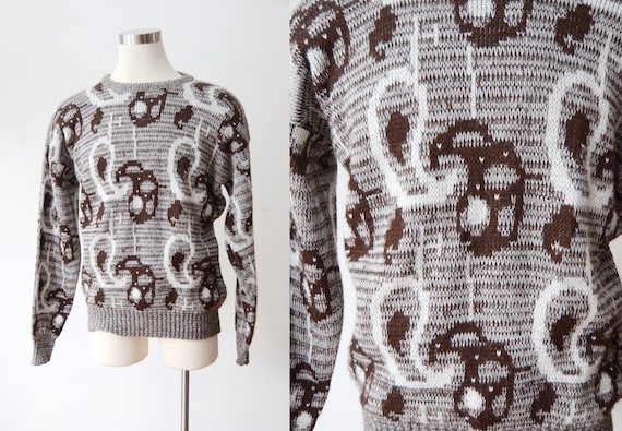 1980s Paisley Acrylic Sweater - L