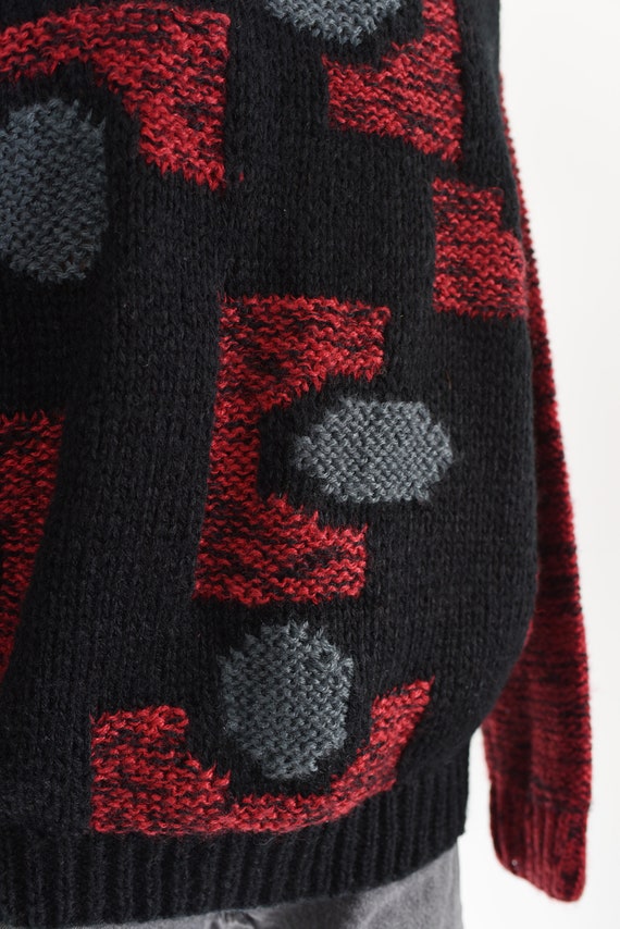 1980s Polka Dot and Geometric Red Sweater - image 2