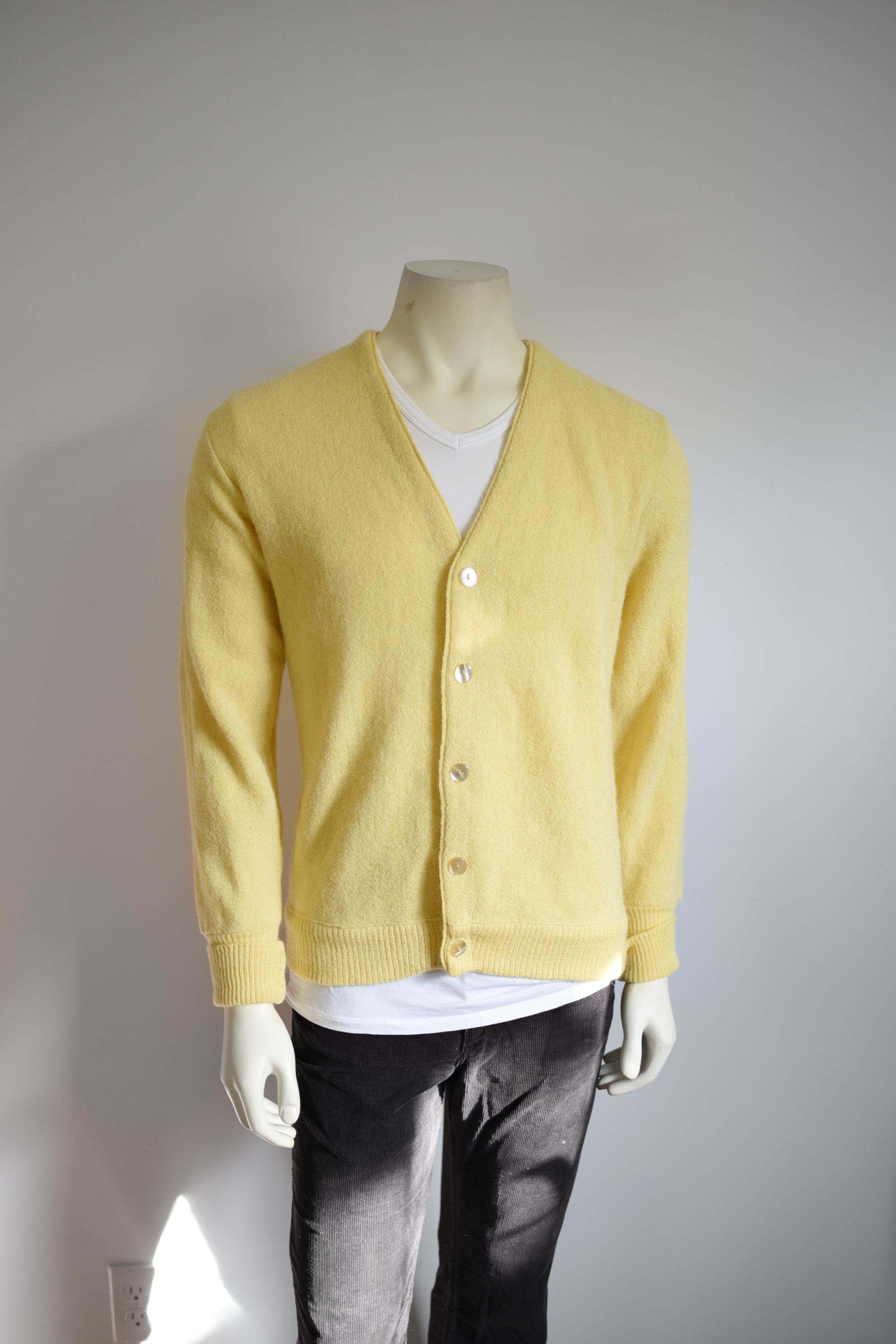 60s Yellow Alpaca Wool Cardigan - Etsy