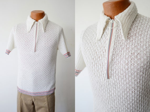 1970s White Knit Shirt