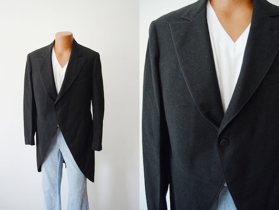 1920s Black Wool Tailcoat Jacket