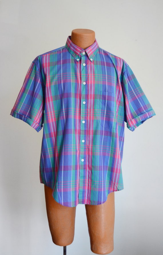 80s/90s Levis ColorGraphs Plaid Shirt - 50" Chest - image 2