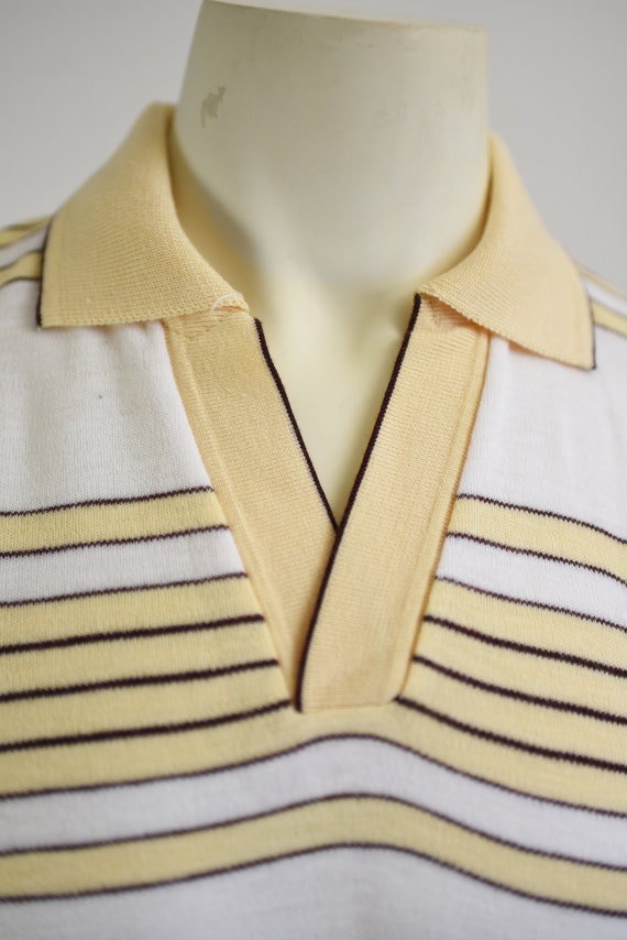 1970s Kings Road Knit Striped Shirt - S/M - image 4