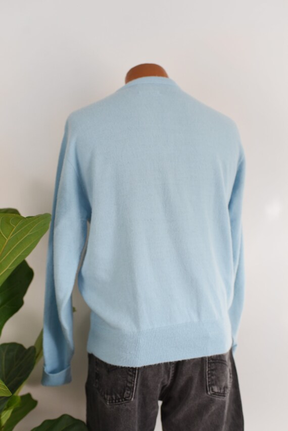 60s/70s Baby Blue Patterned Sweater - image 5