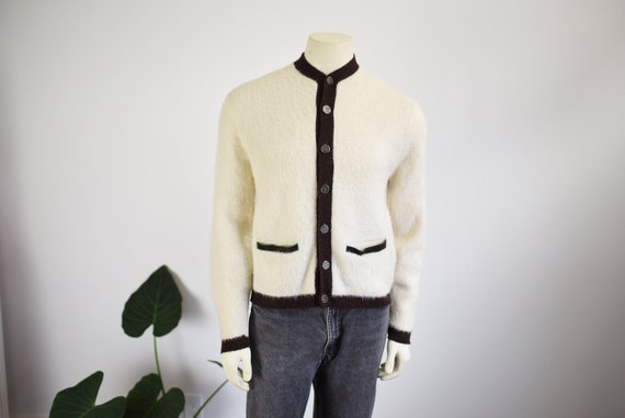 1960s Elbow Patch Mohair Cardigan - image 1