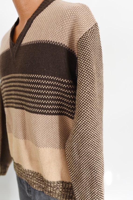 70s Brown V-neck Sweater - image 4