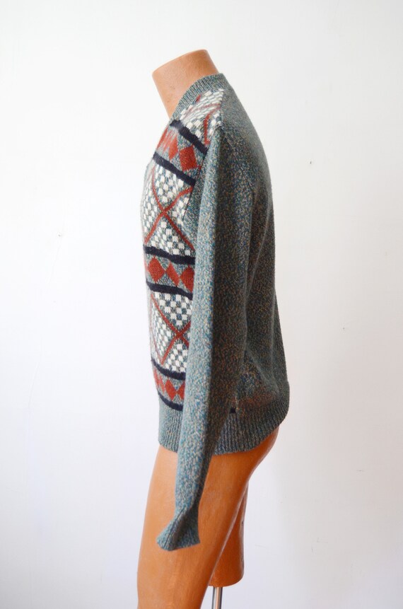 70s Acrylic Geometric Sweater - S/M - image 9