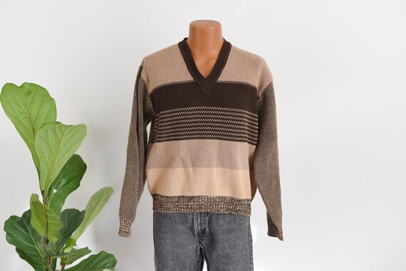 70s Brown V-neck Sweater - image 2