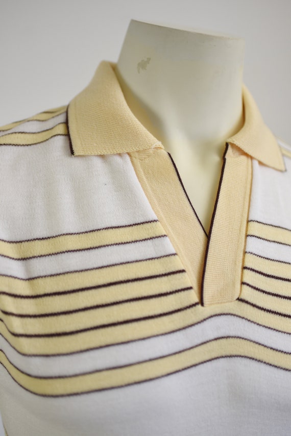 1970s Kings Road Knit Striped Shirt - S/M - image 3