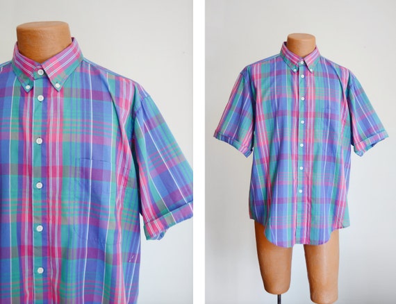 80s/90s Levis ColorGraphs Plaid Shirt - 50" Chest - image 1