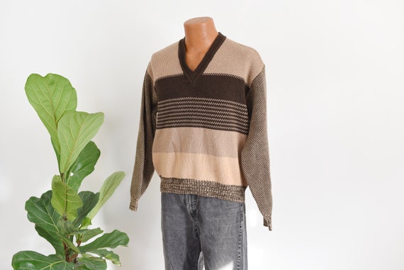 70s Brown V-neck Sweater - image 1