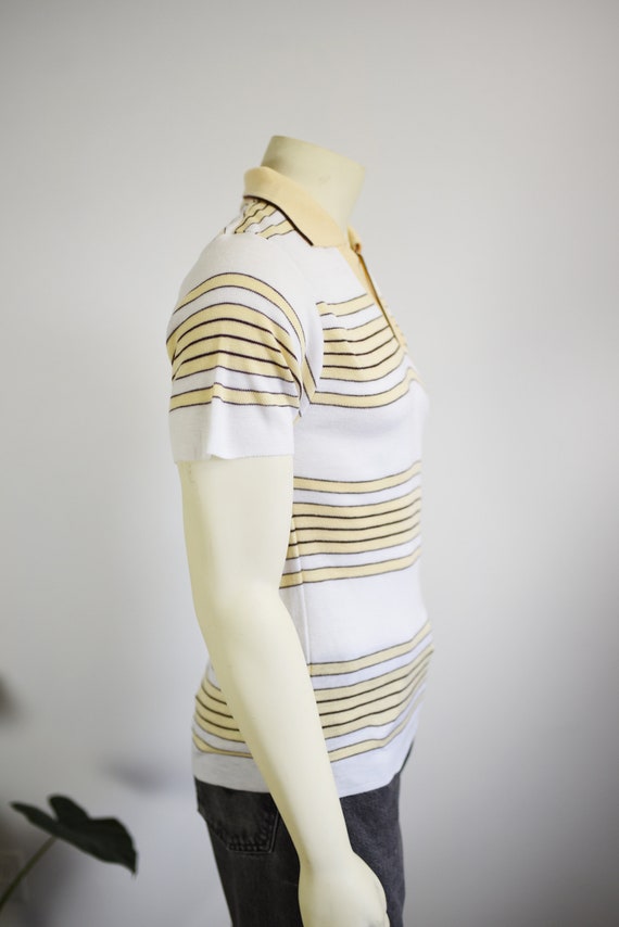 1970s Kings Road Knit Striped Shirt - S/M - image 5