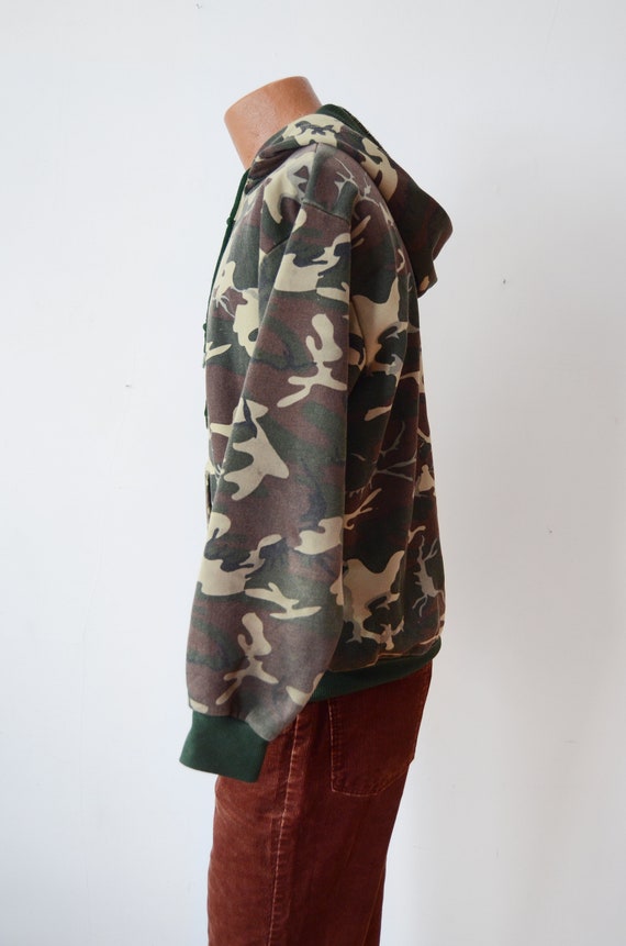 1970s Camo Zip Up Hoodie - M - image 4